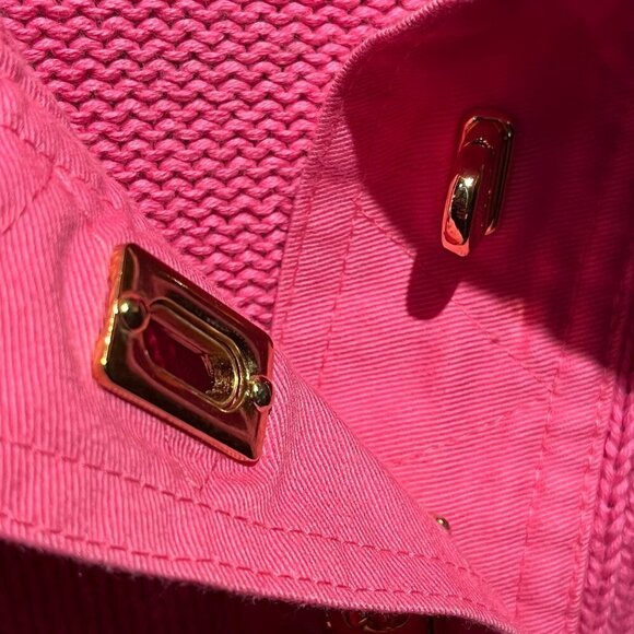 Lauren Ralph Lauren Collared Pink Knit Sweater with Gold Clasp Closure NWOT - Picture 7 of 13